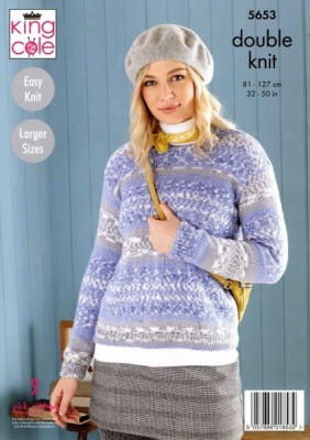 Knitting Pattern - King Cole 5653 - Fjord DK - Sweater & Tunic